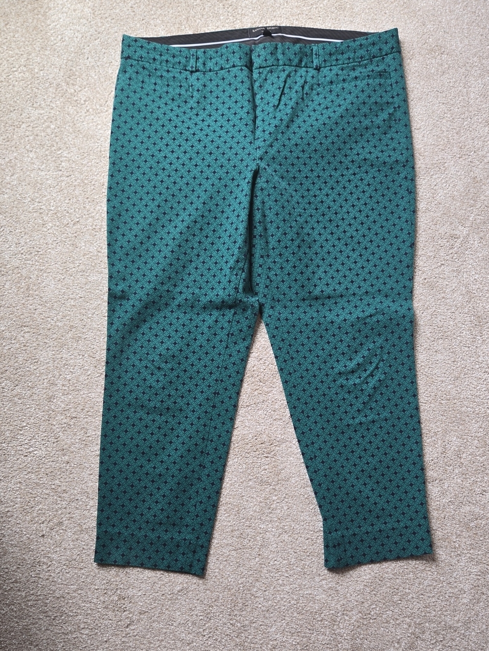 Banana Republic Green With Navy Patterned Chinos